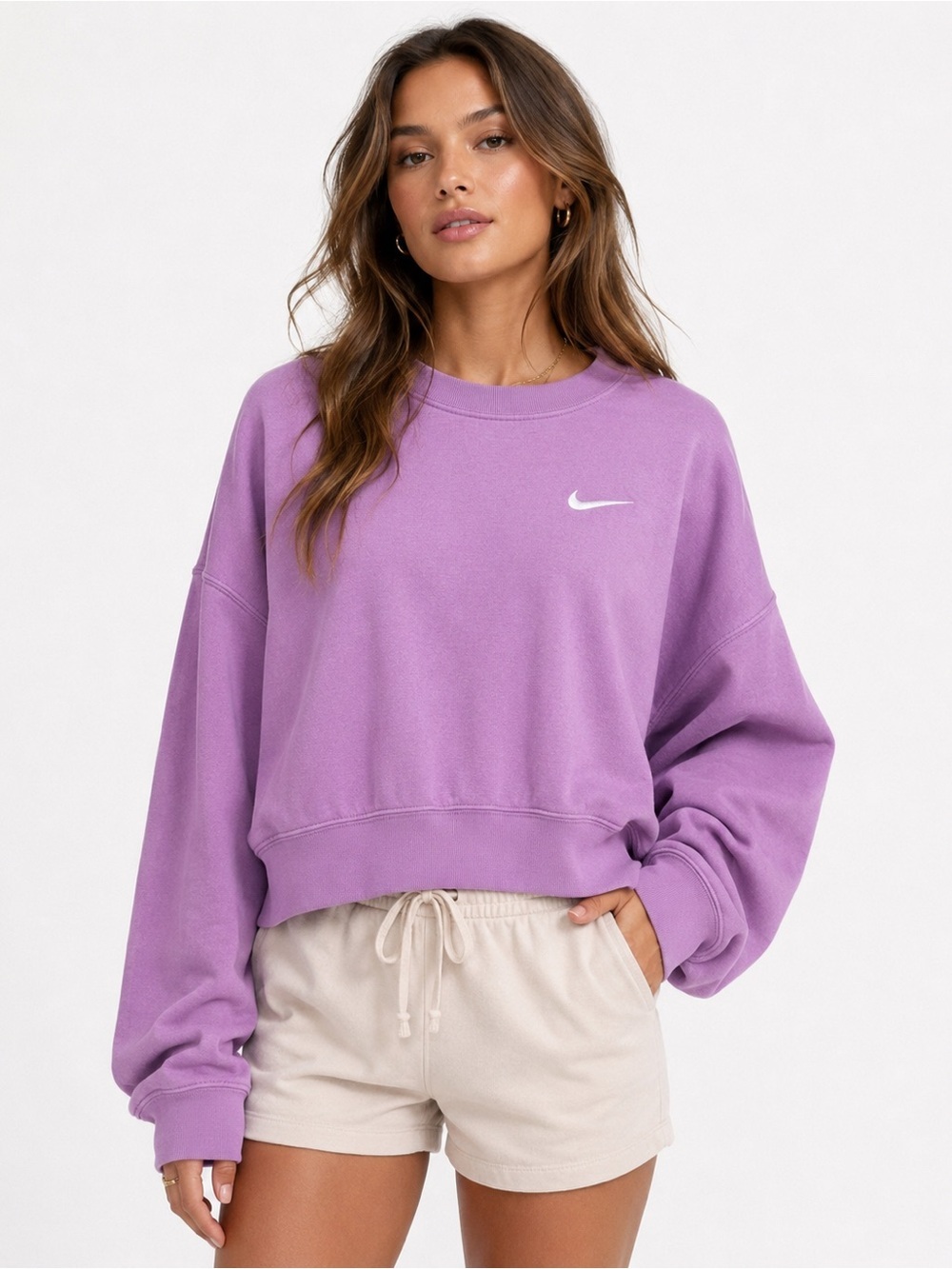 Nike Phoenix Fleece Oversized Lilac Purple Crewneck Sweatshirt Size M